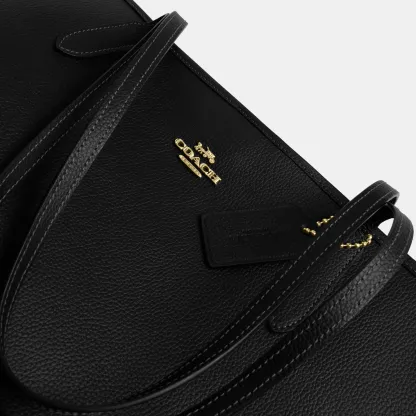 COACH®,City Tote Bag,Leather,Tote,Logo,Casual,Black,Closer View