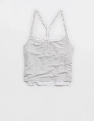 OFFLINE By Aerie Thumbs Up Layered Tank Top - Medium Heather Gray