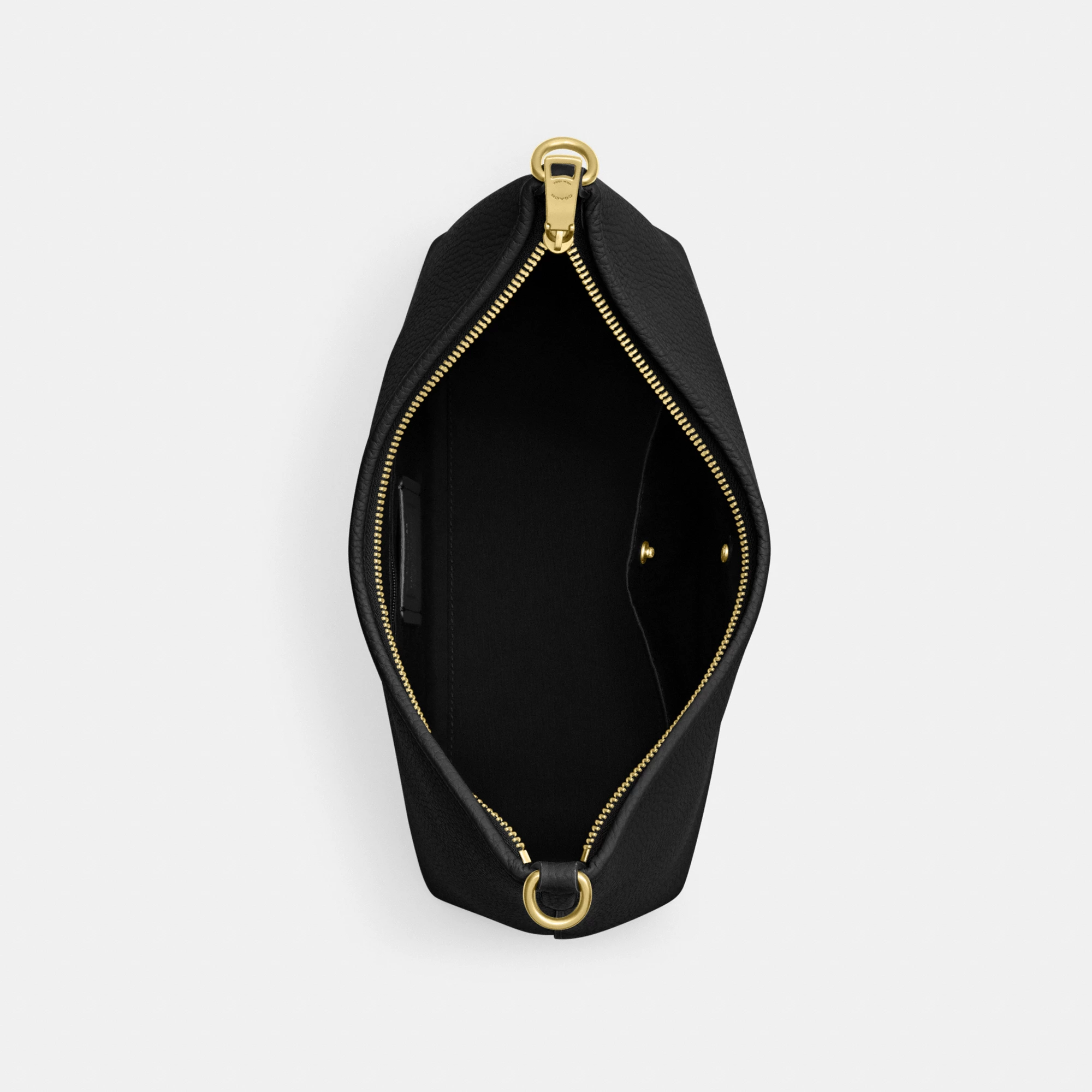 COACH®,Laurel Shoulder Bag,Leather,Hobo,Logo,Gold Metal,Casual,Black,Inside View,Top View