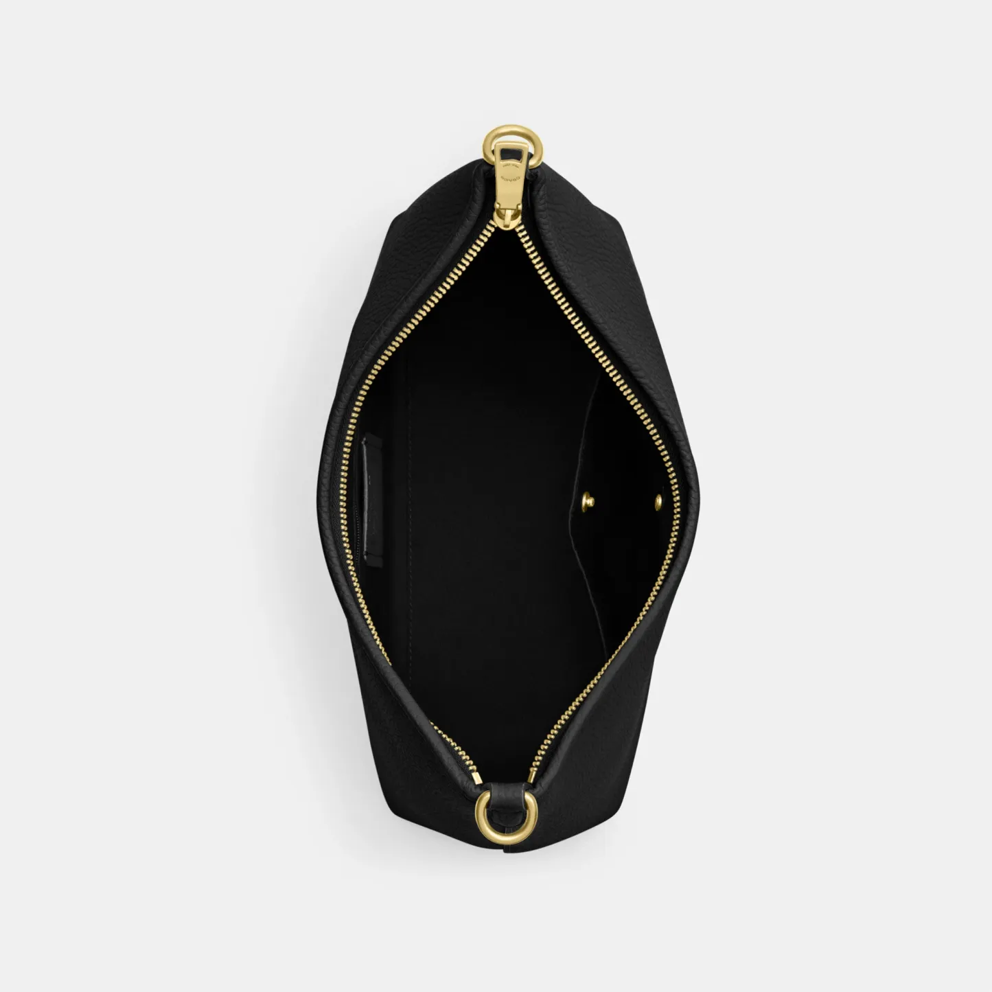 COACH®,Laurel Shoulder Bag,Leather,Hobo,Logo,Gold Metal,Casual,Black,Inside View,Top View