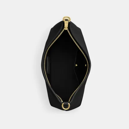COACH®,Laurel Shoulder Bag,Leather,Hobo,Logo,Gold Metal,Casual,Black,Inside View,Top View