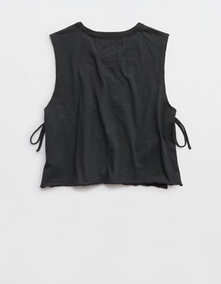Aerie Happiest Side Tie Tank - Smoked Gray