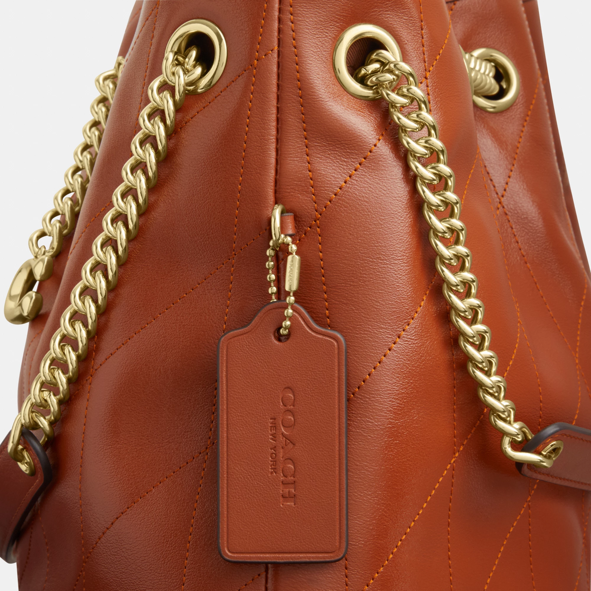 COACH®,Evelyn Shoulder Bag With Quilting And Charm,Recycled Polyester,Leather,Shoulder Bag,Quilted,Sustainable,Gold Metal,...,Brown,Closer View