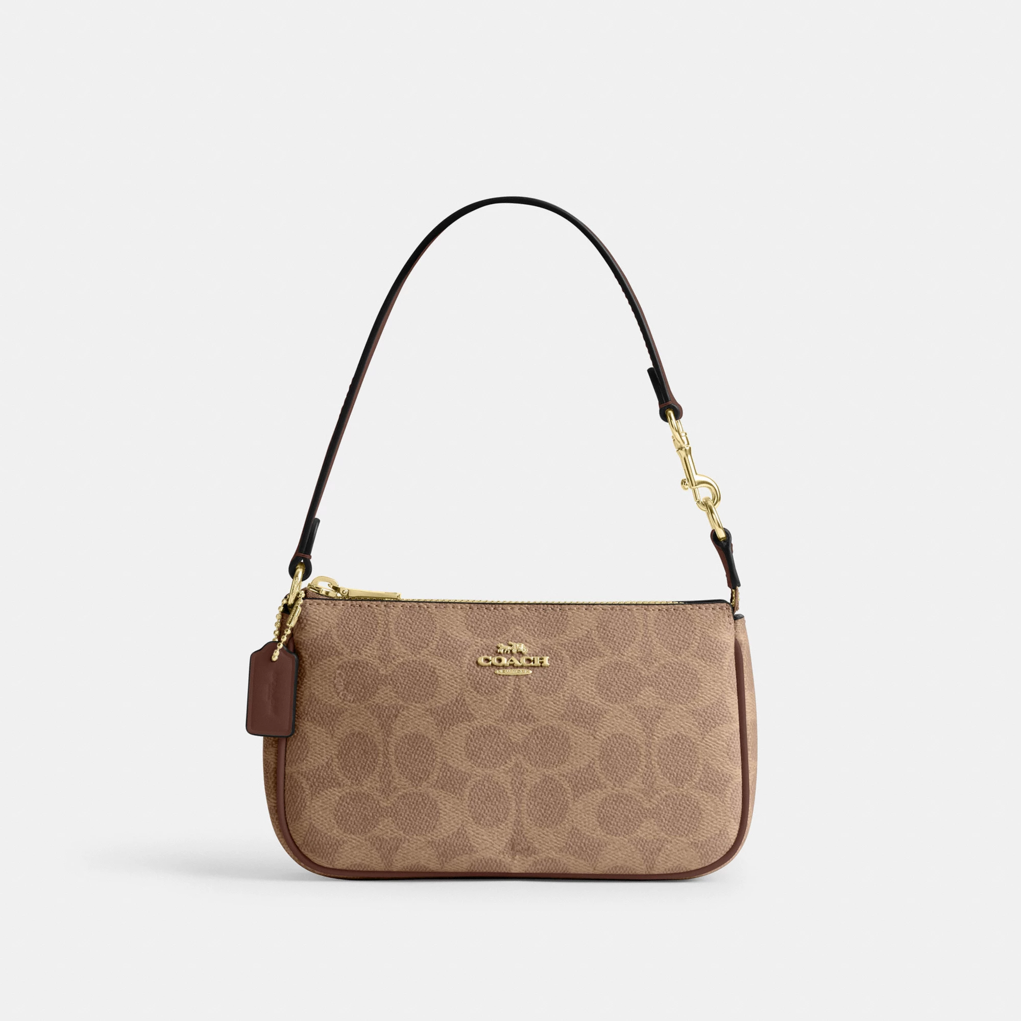 COACH®,Nolita 19 In Signature Canvas,Canvas,Shoulder Bag,Metal,Casual,Brown,Front View