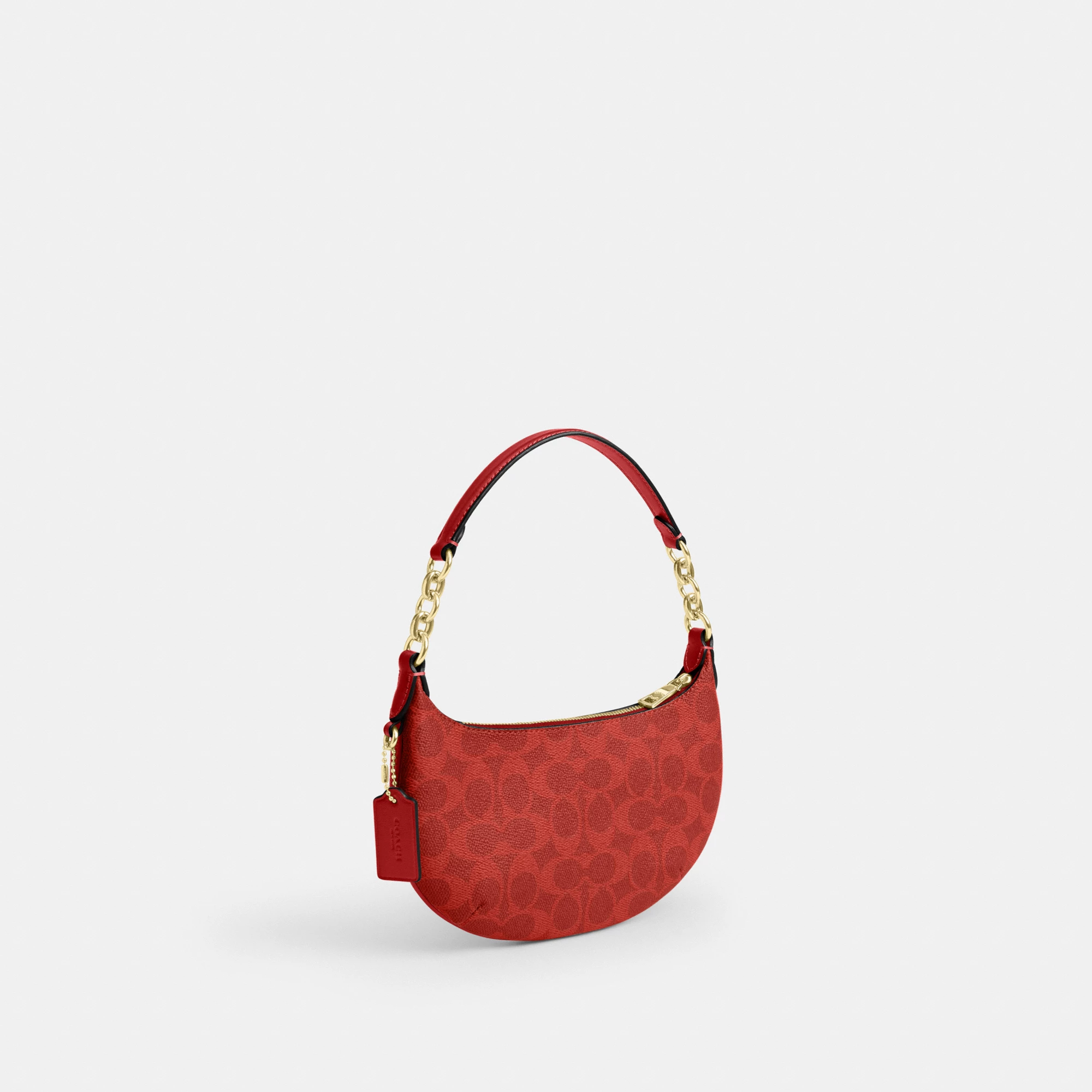 COACH®,Mini Payton Bag In Signature Canvas,Lining Leather,Polyester,Leather,Canvas,Lining Recycled Polyester,Recycled Poly...,Red,Angle View