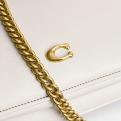 COACH®,Audrey Crossbody Bag,Recycled Polyester,Leather,Lining Recycled Polyester,Shoulder Bag,Metal Material,Metal,Pendant...,White,Closer View