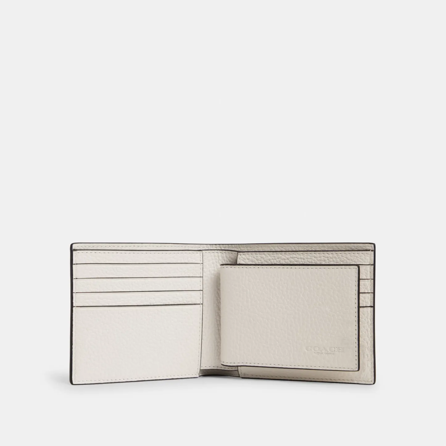 COACH®,3-In-1 Wallet,Leather,Bi Fold,Casual, Father's Day,Cream,Inside View,Top View