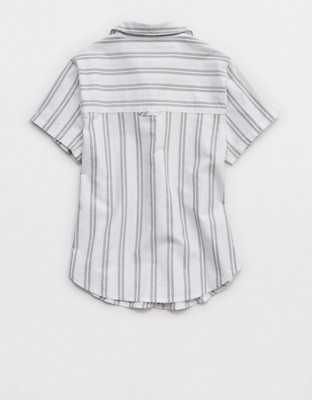 OFFLINE By Aerie Oxford Slim Short Sleeve Button Up Shirt - Hiker Olive