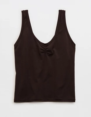 SMOOTHEZ Cotton Blend Ruched Tank Top - Deep Earth