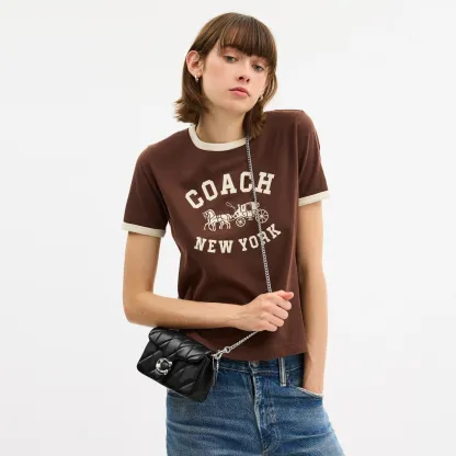 COACH®,Tabby Chain Crossbody Bag 19 With Quilting,Lining Leather,Leather,Crossbody,Wristlet,Logo,Pattern,Stitching,Embelli...,Black,Detail View