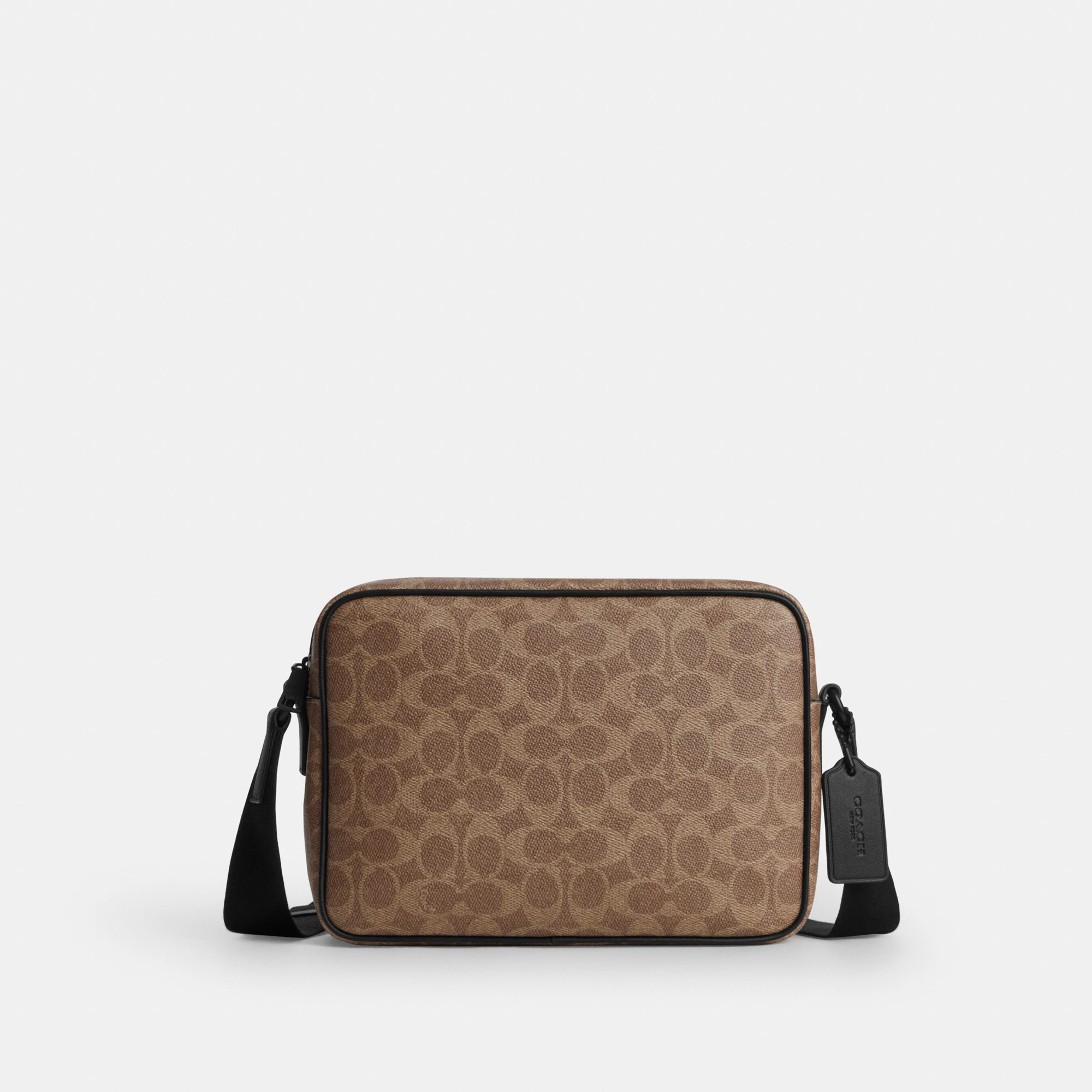 COACH®,Colton Crossbody Bag 25 In Signature Canvas,Leather,Canvas,Recycled Polyester,Polyester,Crossbody,Logo,Adjustable,S...,,Front View