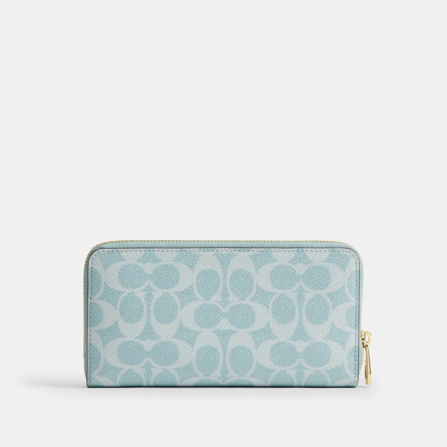 COACH®,Long Zip Around Wallet In Signature Canvas,Continental,Coin,Sustainable,Casual,Blue,Back View