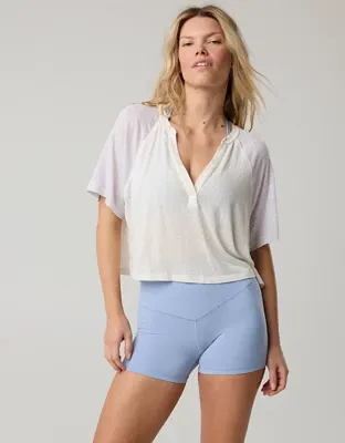 OFFLINE By Aerie Bouncy Cotton Colorblock T-Shirt - Light Heather Gray