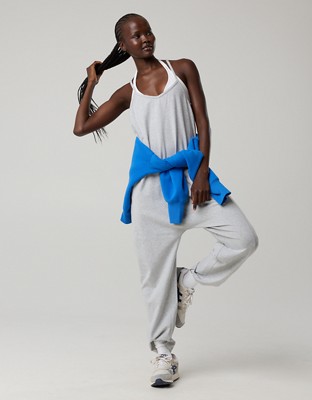 OFFLINE By Aerie OG Cotton Racerback Jumpsuit - Medium Heather Gray
