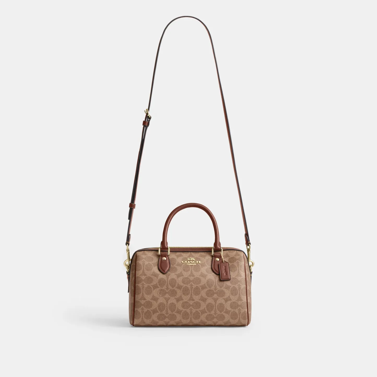 COACH®,Rowan Satchel Bag In Signature Canvas,Satchel,Piping,Casual,Work,Brown