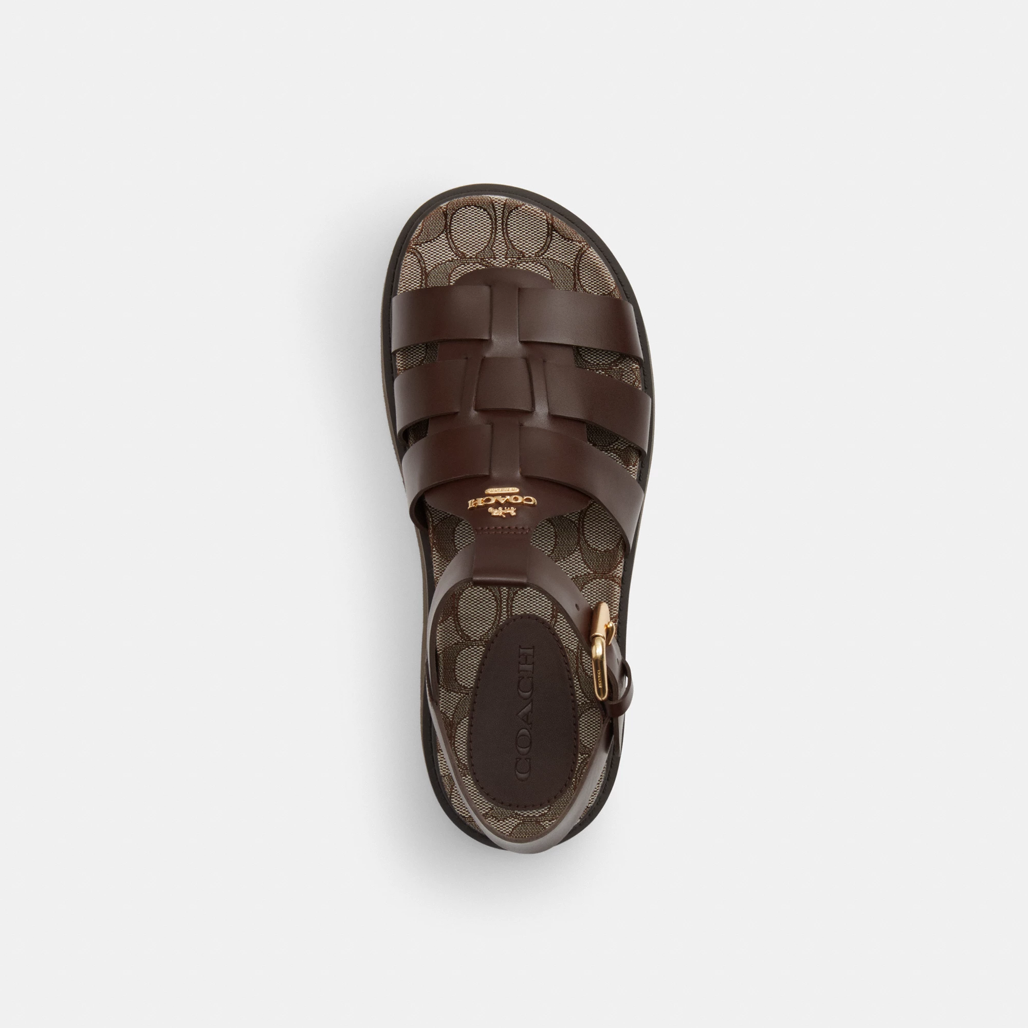 COACH®,Lucy Lug Sole Sandal In Signature Jacquard,Brown,Inside View,Top View