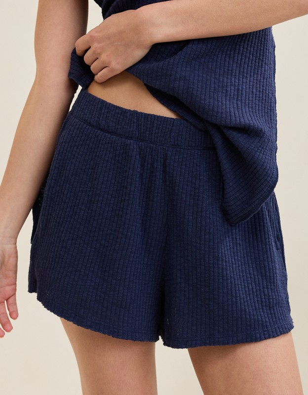 Aerie Textured Rib Short - Navy