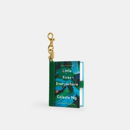 COACH®,Little Fires Everywhere By Celeste Ng Book Bag Charm,Bag Charm,Metal Material,3D Embellishment,Color Block,Logo,Multi Color,Front View
