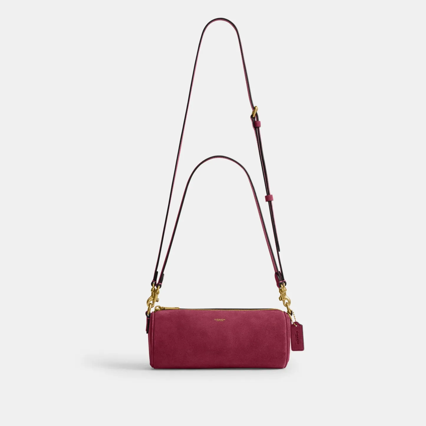 COACH®,Barrel Bag,Calfskin Leather,Suede,Barrel Bag,Pendant,Lined,Adjustable,Brass,Casual,