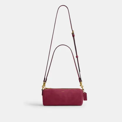 COACH®,Barrel Bag,Calfskin Leather,Suede,Barrel Bag,Pendant,Lined,Adjustable,Brass,Casual,