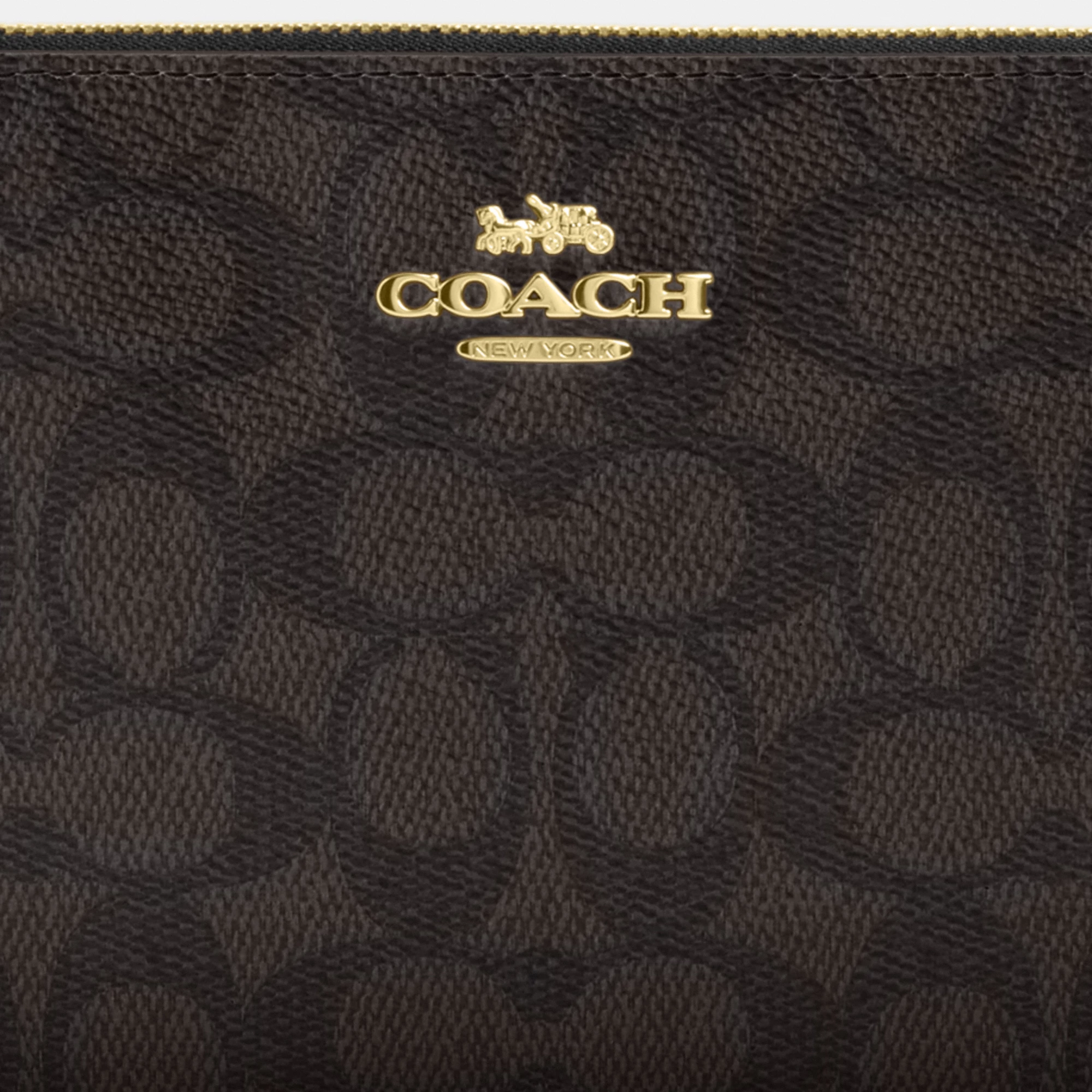 COACH®,Large Corner Zip Wristlet In Signature Canvas,Canvas,Wristlet,Casual,Black