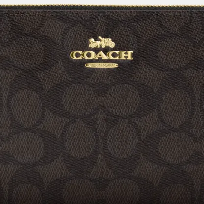 COACH®,Large Corner Zip Wristlet In Signature Canvas,Canvas,Wristlet,Casual,Black