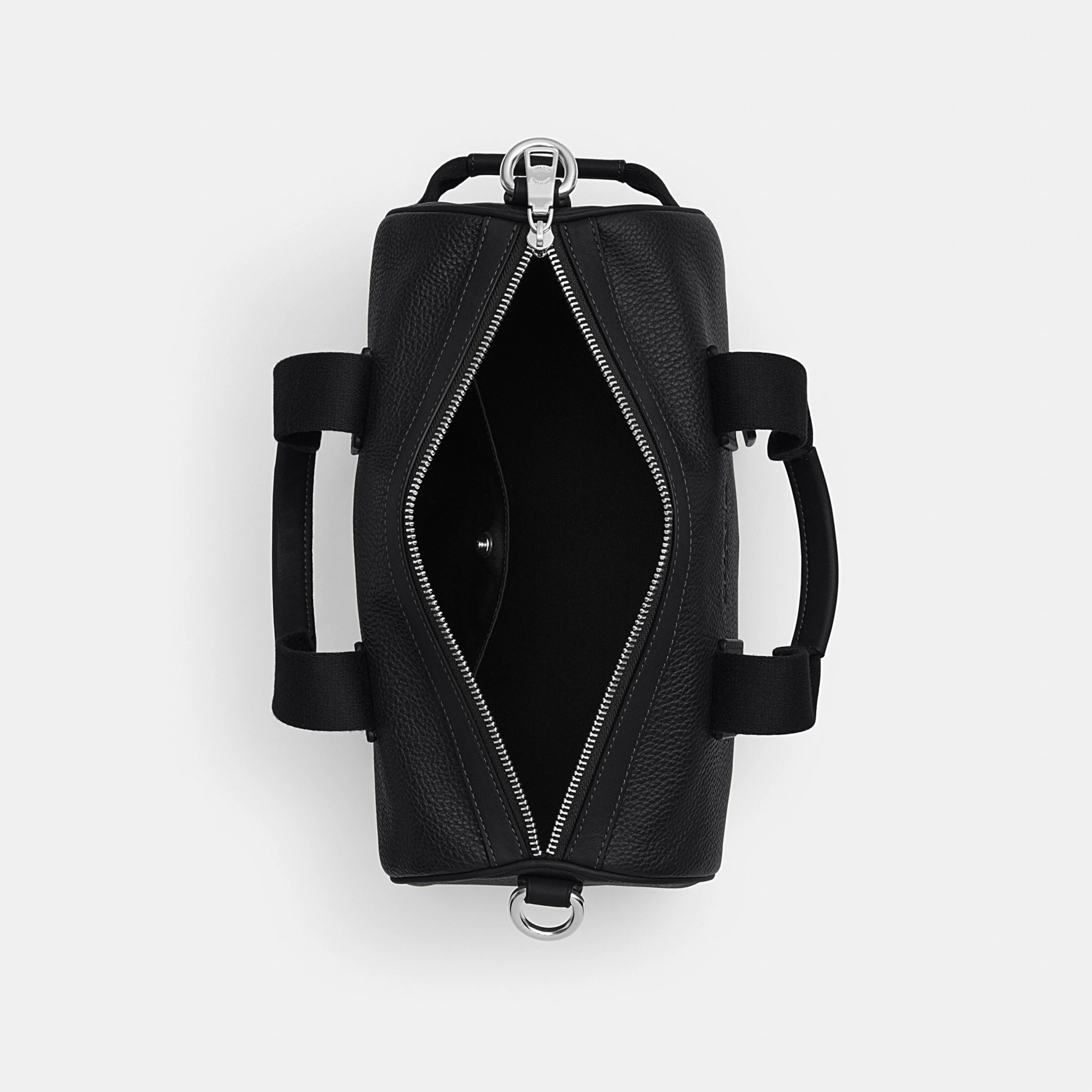 COACH®,Explorer Duffle Bag 28,Leather,Duffle Bag,Logo,Father's Day,Black,Inside View,Top View