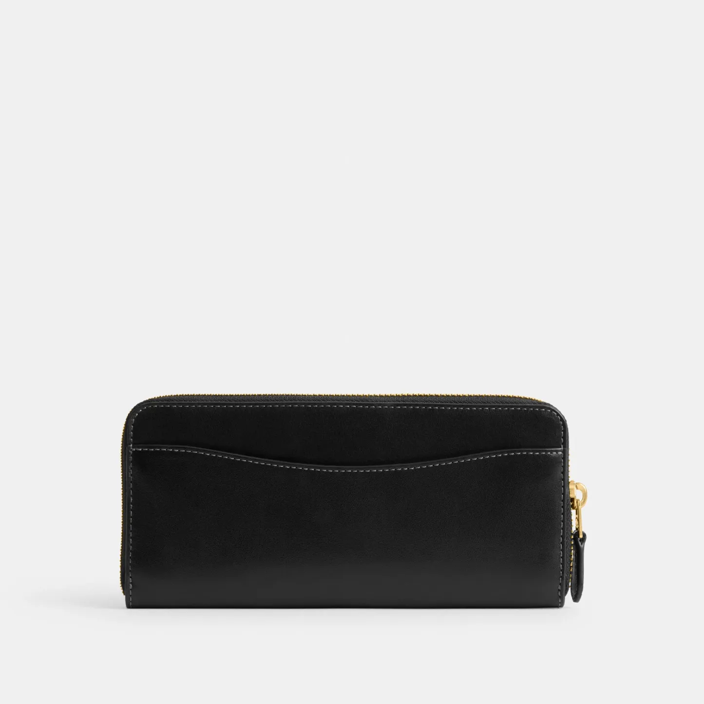 COACH®,Essential Slim Accordion Zip Wallet,Calfskin Leather,Leather,Continental,Logo,Metal,Casual,Black,Back View
