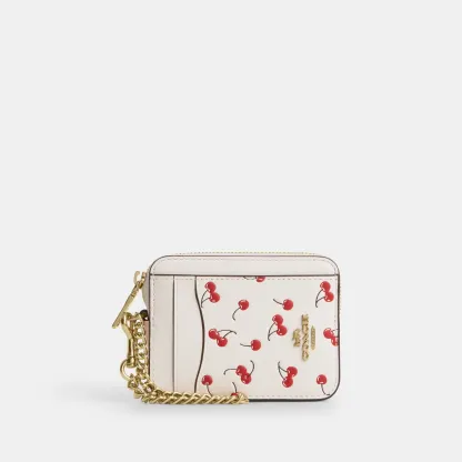 COACH®,Zip Card Case With Cherry Print,,Front View