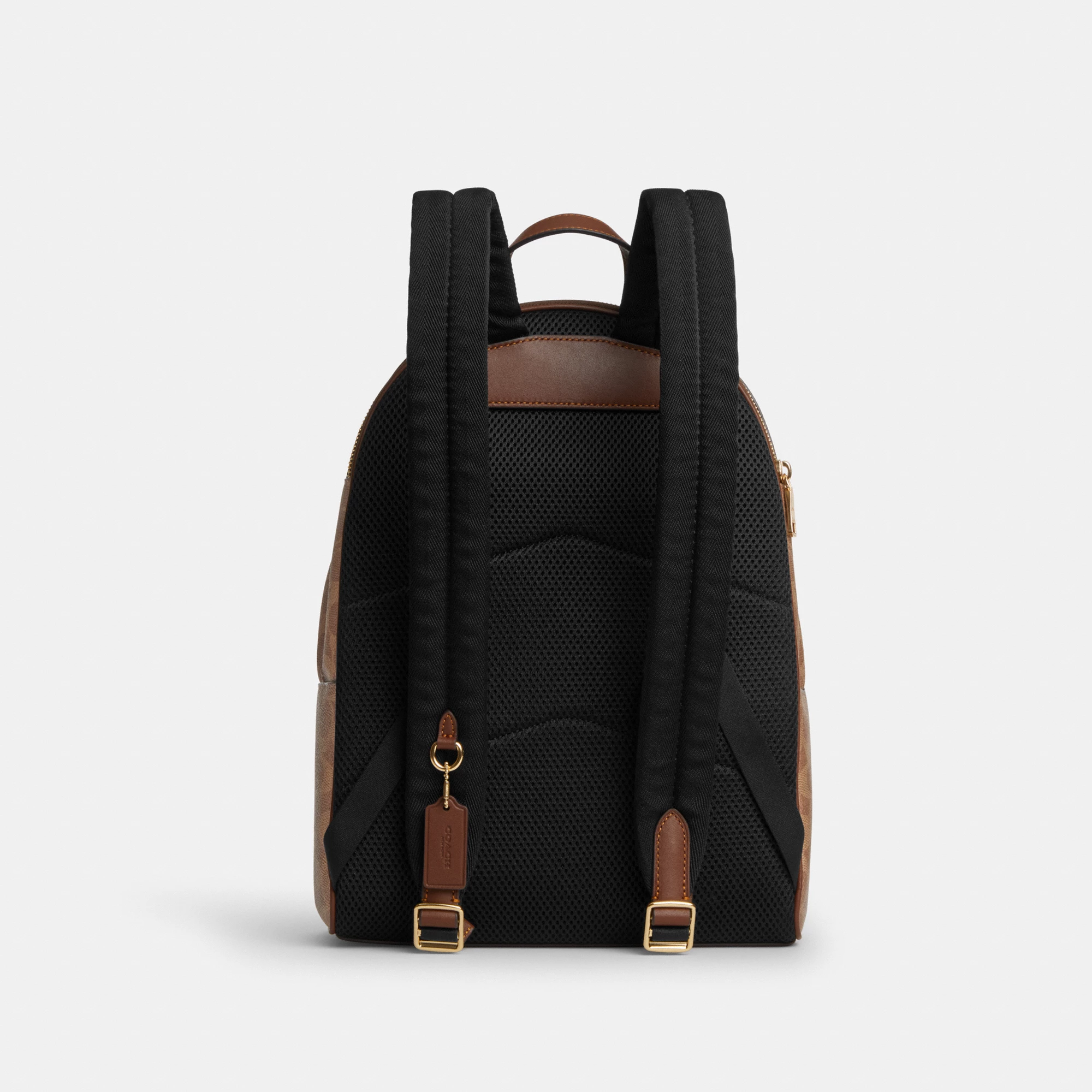 COACH®,Taylor Small Backpack In Signature Canvas,Recycled Polyester,Canvas,Backpack,Metal,Logo,Adjustable,Gold Metal,Casual,,Back View