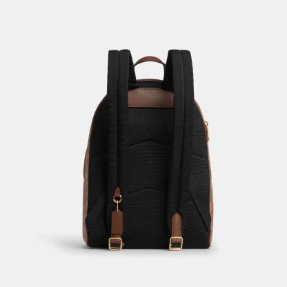 COACH®,Taylor Small Backpack In Signature Canvas,Recycled Polyester,Canvas,Backpack,Metal,Logo,Adjustable,Gold Metal,Casual,,Back View