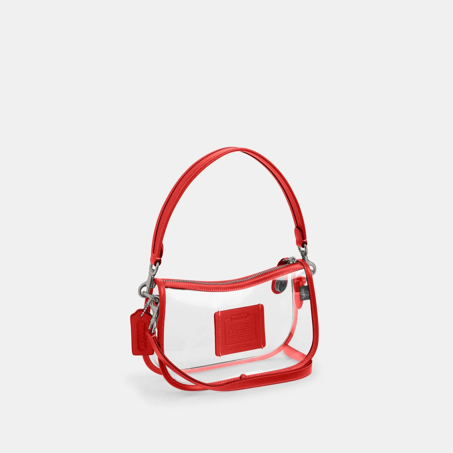 COACH®,Stadium Swinger Bag,Leather,Shoulder Bag,Sheer,Piping,Applique,Casual,White,Angle View