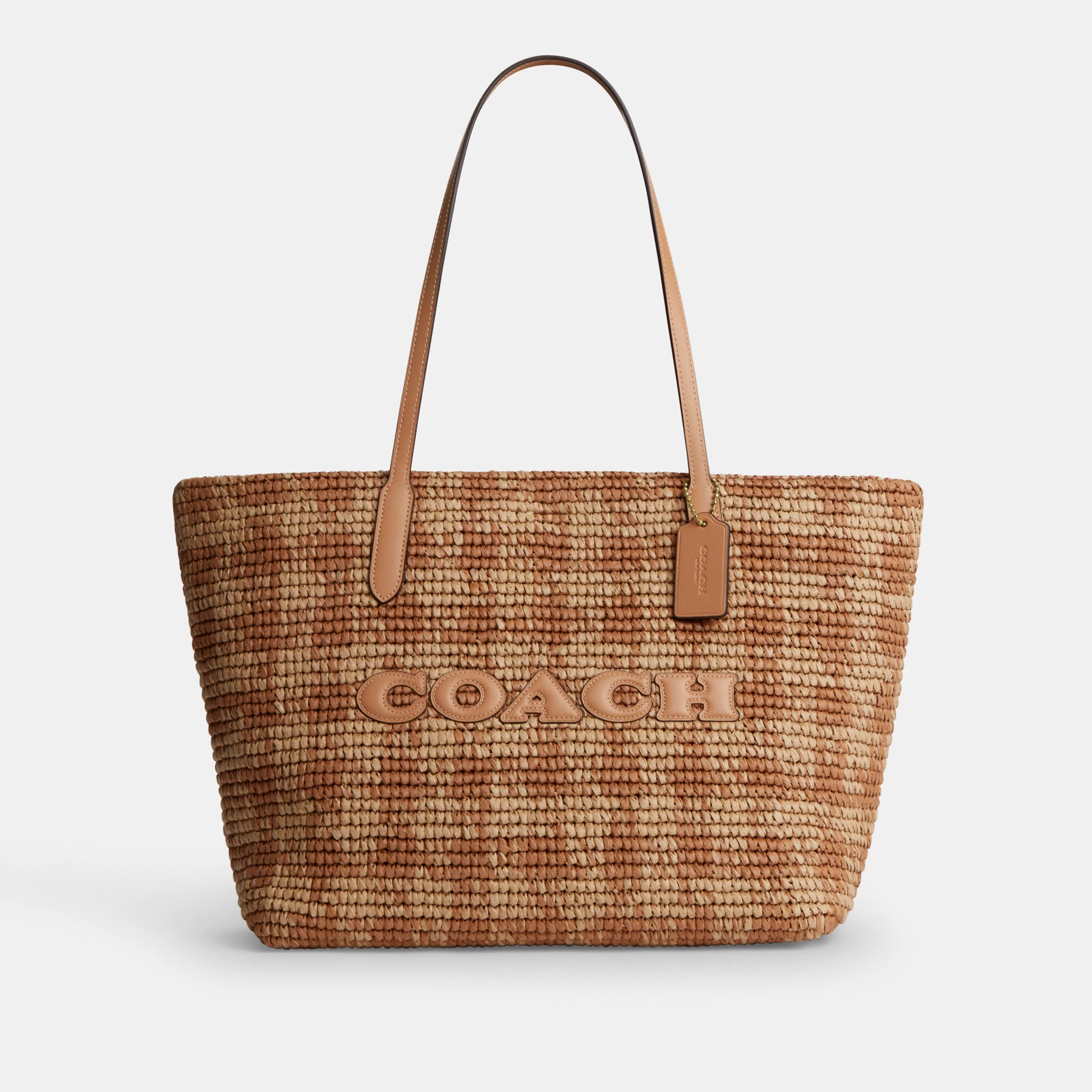 COACH®,City Tote Bag With Gingham Print,,Front View