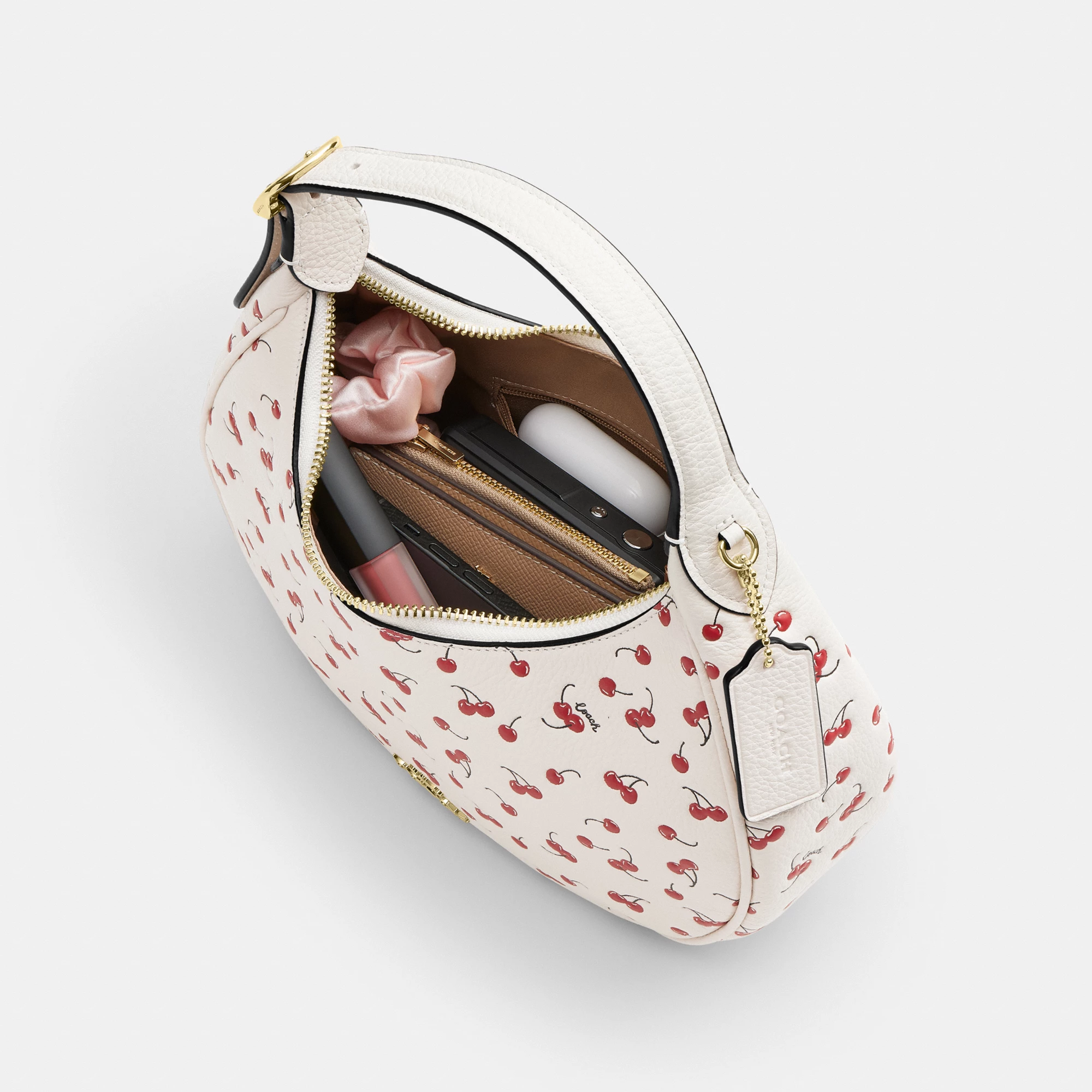 COACH®,Emily Shoulder Bag With Cherry Print,,Inside View,Top View