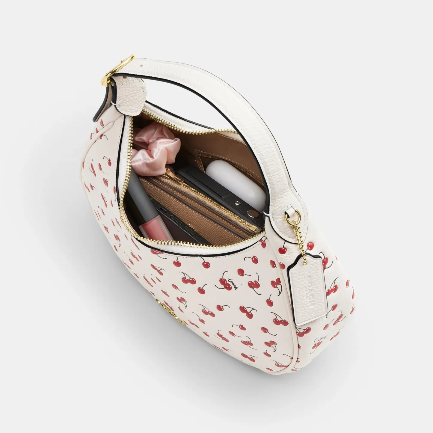 COACH®,Emily Shoulder Bag With Cherry Print,,Inside View,Top View