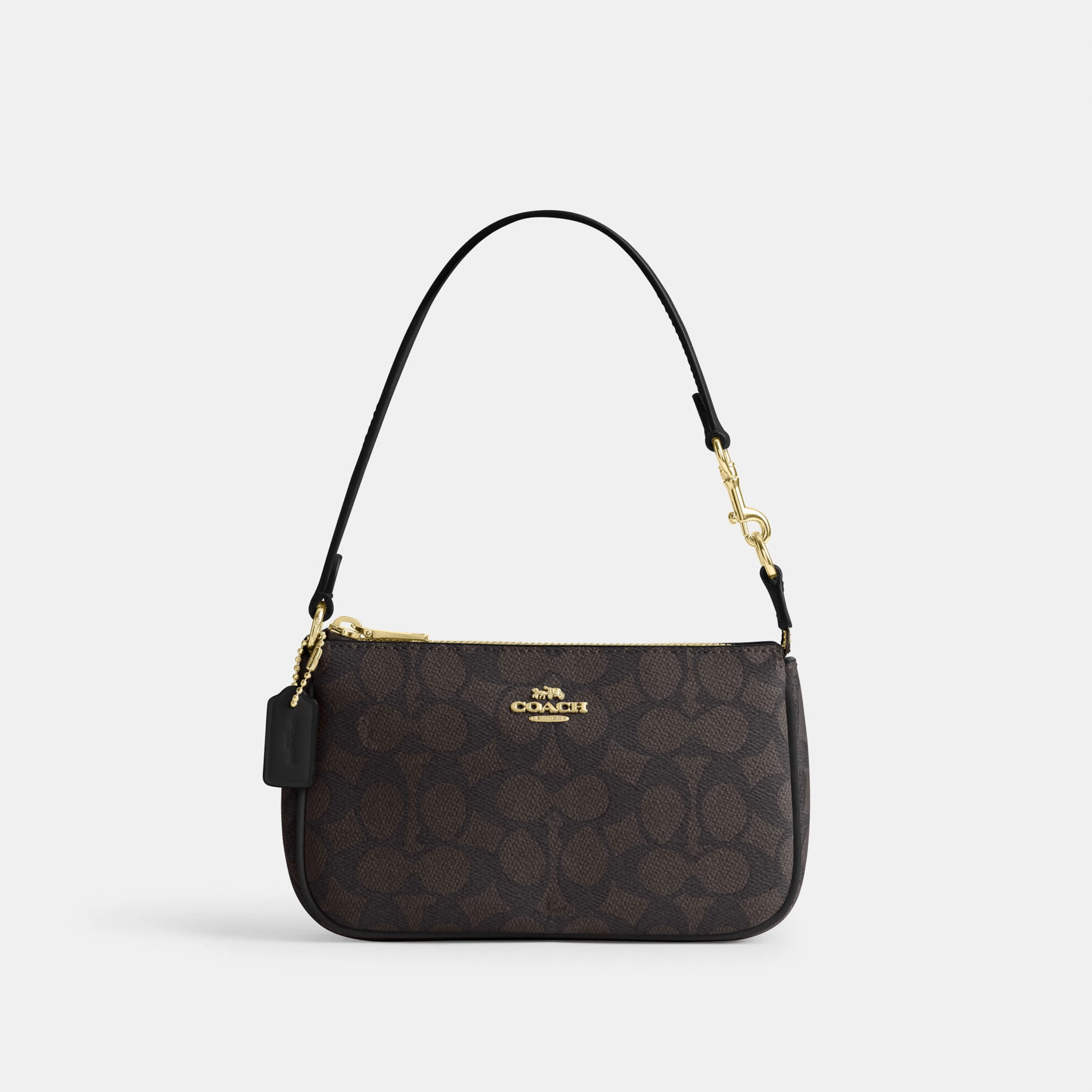 COACH®,Nolita 19 In Signature Canvas,Canvas,Shoulder Bag,Metal,Casual,Brown,Front View