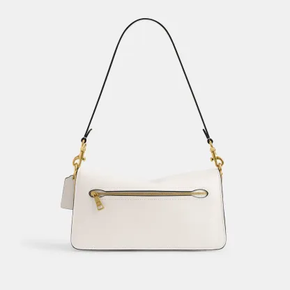 COACH®,Tabby Shoulder Bag 26,Leather,Shoulder Bag,Logo,Metal,Compact,Brass,Casual,White,Back View