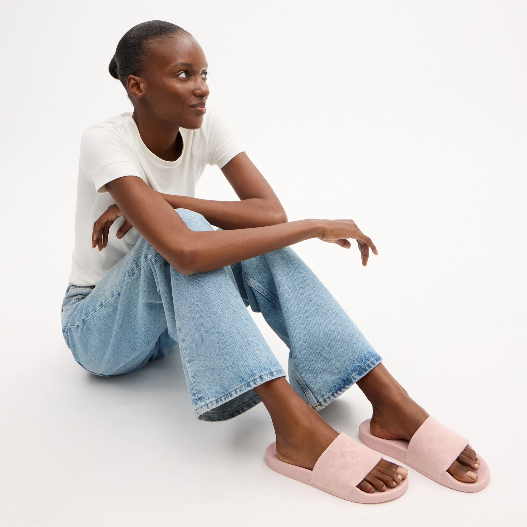 COACH®,Udele Sport Slide In Signature Denim,Pink,Detail View