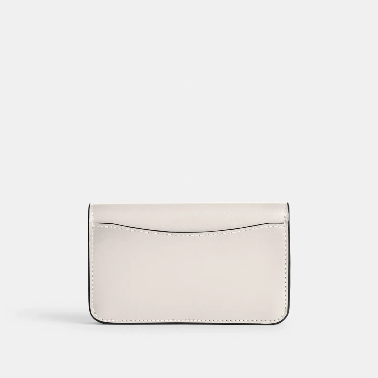 COACH®,Essential Slim Card Case,Calfskin Leather,Bi Fold,Logo,Metal,Casual,Cream,Back View