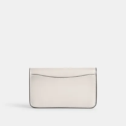 COACH®,Essential Slim Card Case,Calfskin Leather,Bi Fold,Logo,Metal,Casual,Cream,Back View