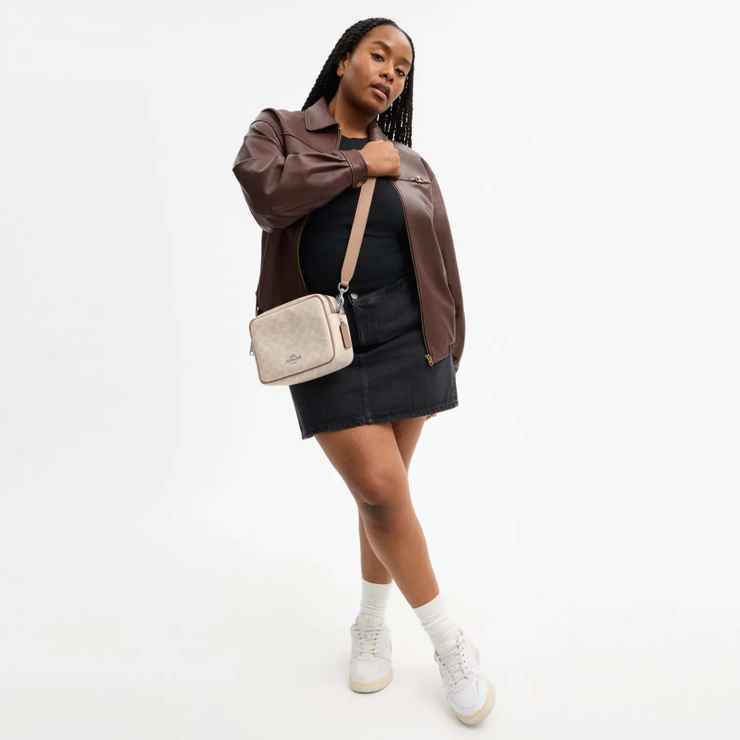COACH®,Carey Crossbody Bag In Signature Canvas,Leather,Canvas,Recycled Polyester,Camera Bag,Metal,Logo,Sustainable,Gold Pl...,Multi Color