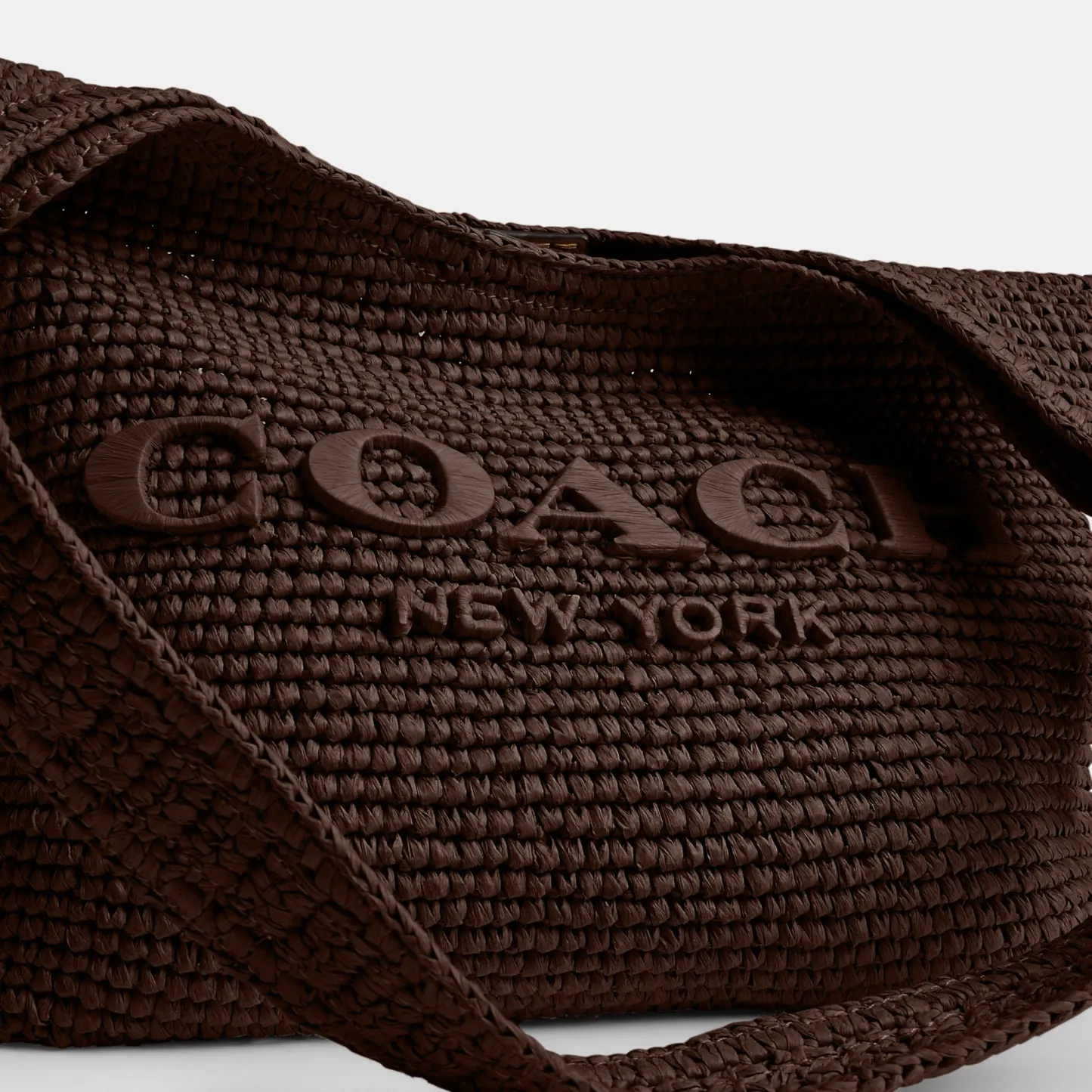 COACH®,Brooklyn Shoulder Bag 28,Calfskin Leather,Hobo,Straw,Applique,Pendant,Logo,Brass,Casual,Brown,Closer View