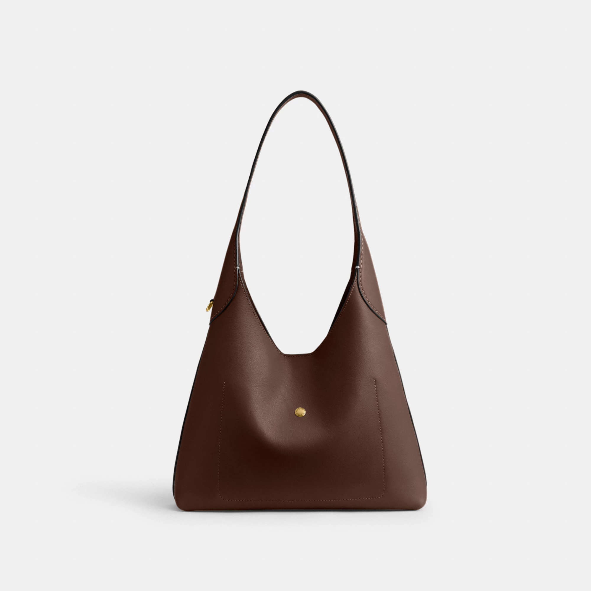 COACH®,Brooklyn Shoulder Bag 28,Leather,Hobo,Engraved Detail,Logo,Casual,Brown,Back View