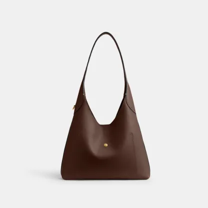 COACH®,Brooklyn Shoulder Bag 28,Leather,Hobo,Engraved Detail,Logo,Casual,Brown,Back View