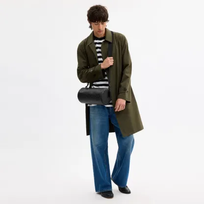 COACH®,Andre Barrel Bag 30 In Signature Canvas,Leather,Canvas,Recycled Polyester,Barrel Bag,Sustainable,Adjustable,Durable...,Black,Detail View