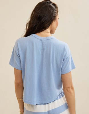 Aerie Summer Breeze Cropped T-Shirt - Monaco Blue