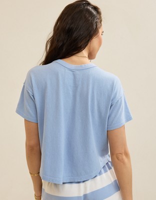 Aerie Summer Breeze Cropped T-Shirt - Monaco Blue