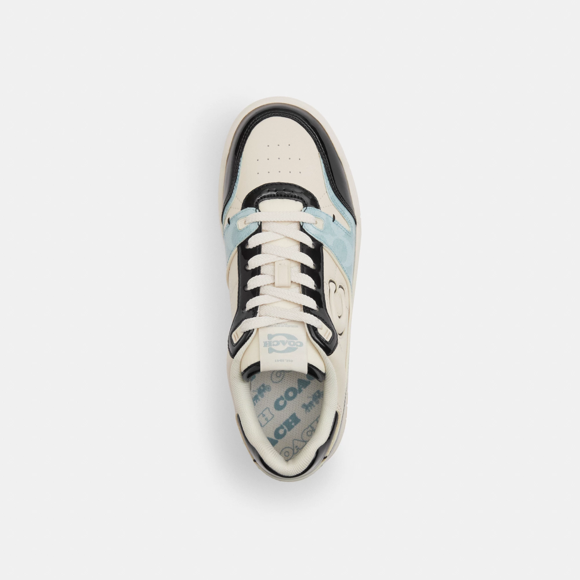 COACH®,Soho Sneaker With Patent Signature,Rubber,EVA,Recycled Polyester,Canvas,Leather,Polyester,Low Top,Casual,Fabric,Pla...,Multi Color,Inside View,Top View