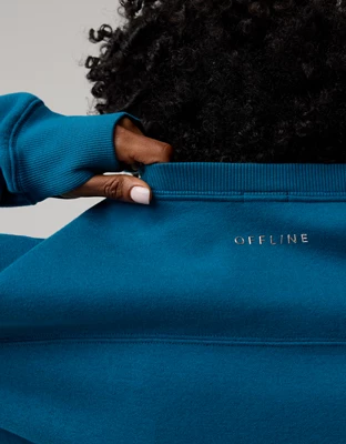 OFFLINE By Aerie Cloud Fleece Oversized Crewneck Sweatshirt - Twilight Blue