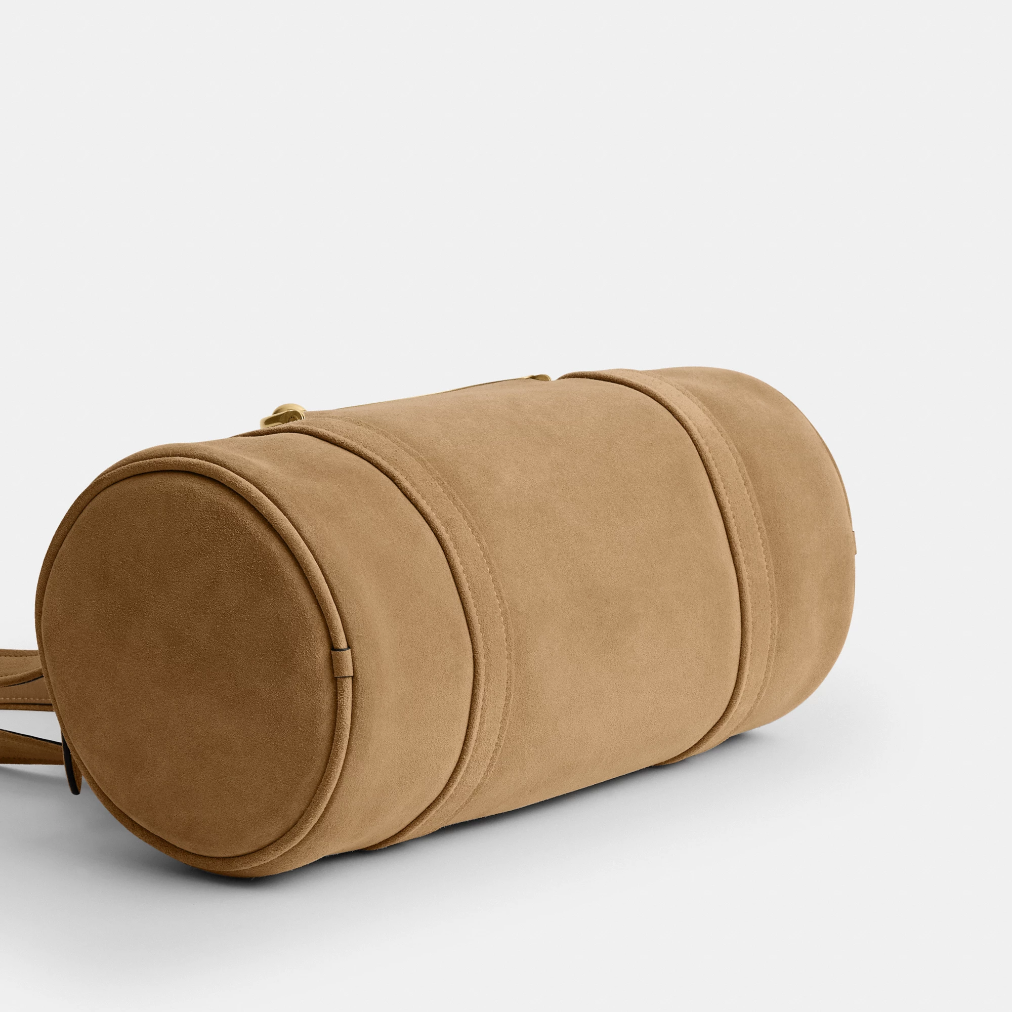 COACH®,Kisslock Barrel Bag,Lining Cotton Knit,Lining Cotton,Suede,Barrel Bag,Pendant,Brass,Day Party,Beige,Outsole View